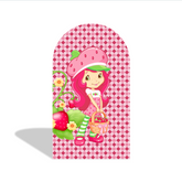 Strawberry Shortcake Theme Happy Birthday Party Arch Backdrop Wall Cloth Cover